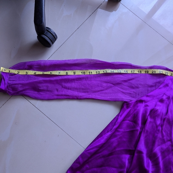 Marciano Silk Blouse Sheer Long SleevePurple Silk Blouse Marciano Long Sleeve - Picture 10 of 16